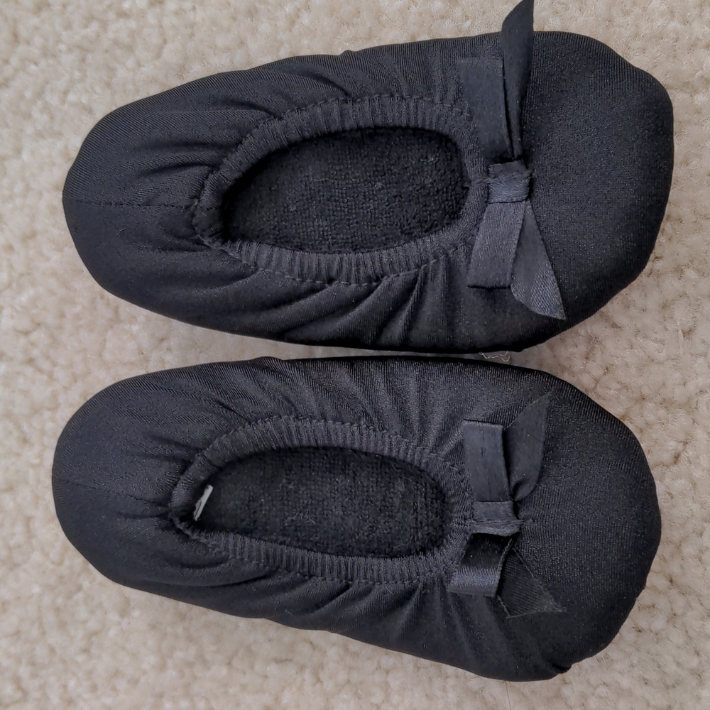 Toddler Black Slip On Ballerina Slippers (Size 6-9)